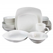 Gibson Home Hagen Square Dinnerware Set in White, Set of 30 - Home Traders Sources