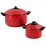 Gibson Home Casselman 4-Piece Nonstick Pasta Pot Set in Red with Bakelite Handle/Knob - Home Traders Sources