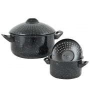 Gibson Home Casselman 4 piece Nonstick Pasta Pot Set in Black with Bakelite Handle/Knob - Home Traders Sources