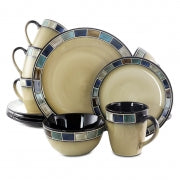 Gibson Elite Casa Azul 16 Piece Stoneware Dinnerware Set in Cream and Blue - Home Traders Sources