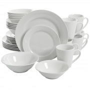 Gibson Home Noble Court 30 Piece Ceramic Dinnerware Set in White - Home Traders Sources