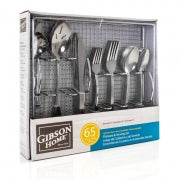 Gibson Home South Bay 65 Piece Stainless Steel Flatware Service Set with Wire Caddy - Home Traders Sources