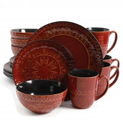 Gibson Elite Milanto 16 Piece Stoneware Dinnerware Set in Red - Home Traders Sources