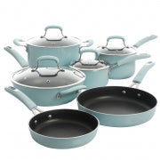 Kenmore Elite Andover 10 Piece Nonstick Aluminum Cookware Set in Glacier Blue - Home Traders Sources