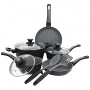 Oster 10 Piece Non-Stick Aluminum Cookware Set in Black and Grey Speckle - Home Traders Sources