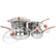 Gibson Home Ansonville 8 Piece Stainless Steel Cookware Set with Rose Gold Handles - Home Traders Sources