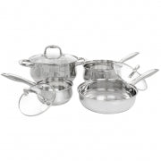 Gibson Home Bransonville 7 Piece Stainless Steel Cookware Set in Chrome - Home Traders Sources