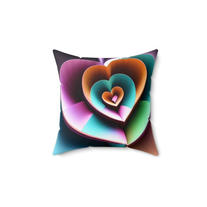 Retro Heart Polyester Square Pillow