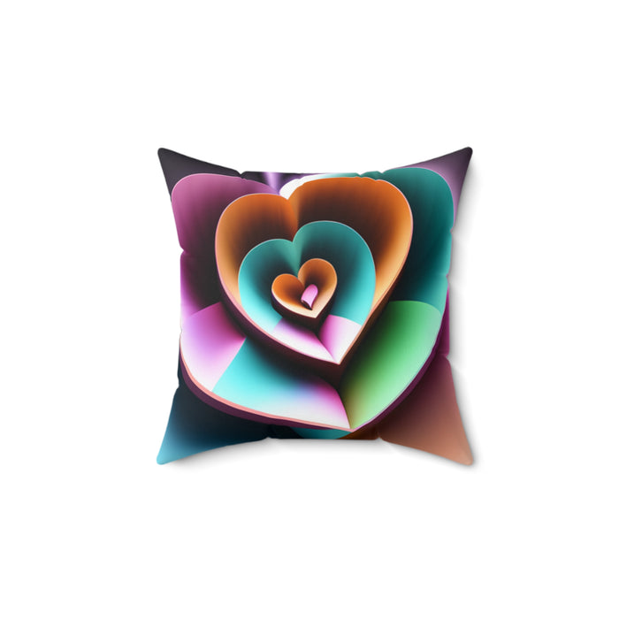 Retro Heart Polyester Square Pillow