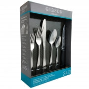 Gibson Home Trillium Plus 24 Piece Stainless Steel Flatware Set with 4 Steak Knives - Home Traders Sources