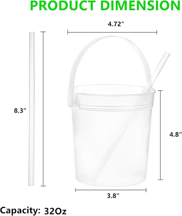 15 Pack Plastic Rum Buckets for Drinks, 32OZ