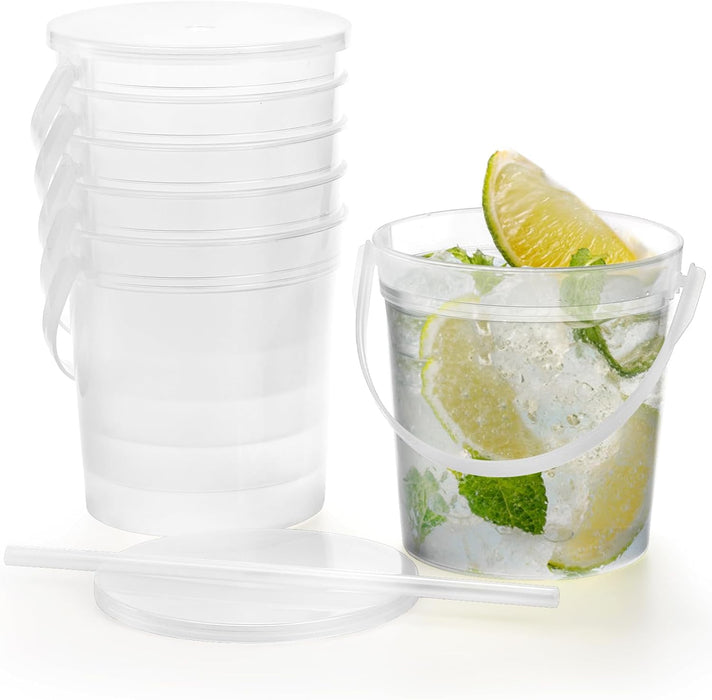 15 Pack Plastic Rum Buckets for Drinks, 32OZ