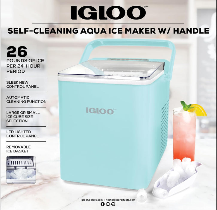 Igloo Automatic Self-Cleaning Portable Electric Countertop Ice Maker Machine With Handle