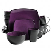 Gibson Soho Lounge Square 16-piece dinnerware set Purple - Home Traders Sources