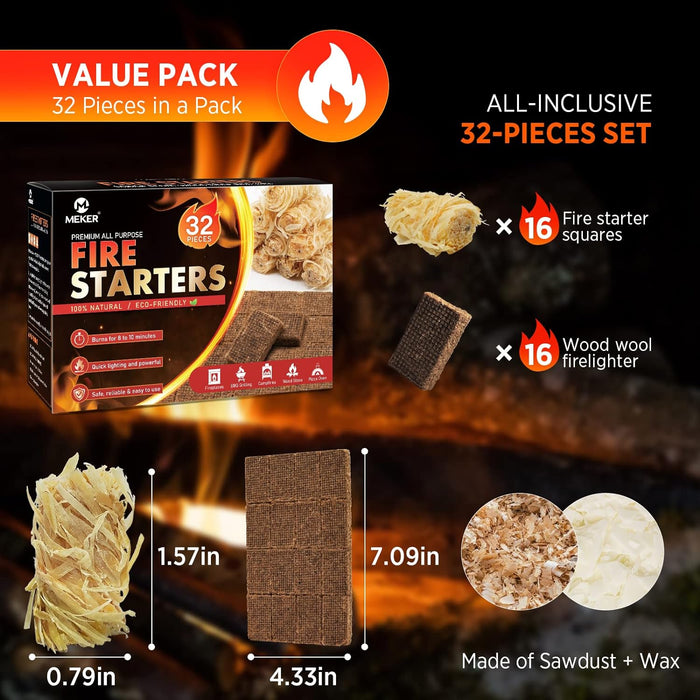 Natural Fire Starters for Fireplace, Campfires, Fire Pit, BBQ Grill