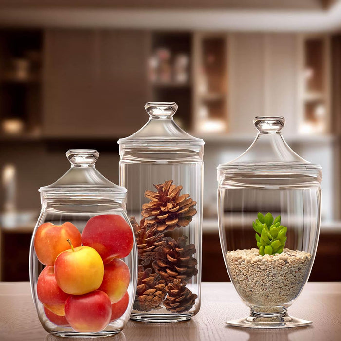 Acrylic Apothecary Jars (3-Piece Set), Plastic Jars with Lids