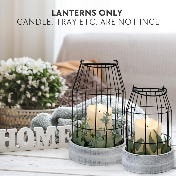 Rustic Farmhouse Lantern Decor Set of 2