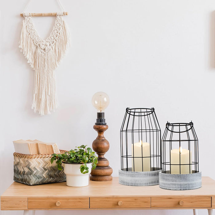 Rustic Farmhouse Lantern Decor Set of 2