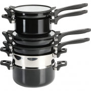 Kenmore Elite Grayson 9 Piece Nonstick Aluminum Stackable Cookware Set in Black - Home Traders Sources