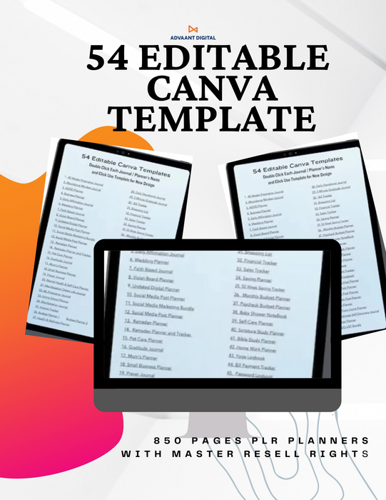 850 Pages (PLR) Planners/Journals/ Templates- Master RESELL Rights-ALL Editable & Printable