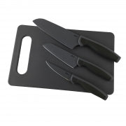 Oster Slice Craft 4 Piece Cutlery Knife Set with Cutting Board in Black - Home Traders Sources