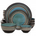 Gibson Elite Caf&eacute; Versailles 16 Piece Double Bowl Dinnerware Set - Blue - Home Traders Sources