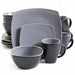 Gibson Soho Lounge Matte 16-Piece Dinnerware Set, Gray/Black - Home Traders Sources