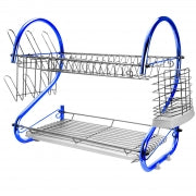 MegaChef 16 Inch Two Shelf Iron Wire Dish Rack in Blue - Home Traders Sources