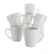 Elama Amie 8 Piece 12 Ounce Porcelain Mug Set in White - Home Traders Sources