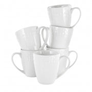 Elama Cara 6 Piece 10 Ounce Porcelain Cup Set in White - Home Traders Sources