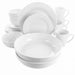 Elama Carey 18 Piece Round Porcelain Dinnerware Set in White - Home Traders Sources