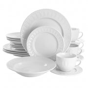 Elama Charlotte 20 Piece Porcelain Dinnerware Set in White - Home Traders Sources