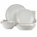 Elama Countess 16 Piece Embossed Double Bowl Stoneware Dinnerware Set in Ivory - Home Traders Sources