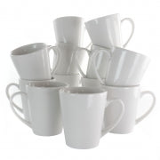 Elama Holt 12 Piece 10 Ounce Porcelain Mug Set in White - Home Traders Sources