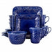 Elama Indigo Lotus 16 Piece Square  Dinnerware Set - Home Traders Sources