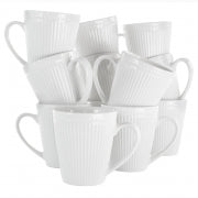 Elama Madeline 12 Piece Porcelain Mug Set in White - Home Traders Sources