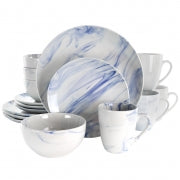 Elama Fine Marble 16 Piece Stoneware Dinnerware Set in Blue and White - Home Traders Sources