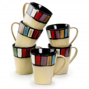 Elama Melange 6 Piece 14 Ounce Multicolored Stoneware Mugs - Home Traders Sources