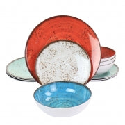 Elama Pryce 12 Piece Melamine Dinnerware Set in Assorted Colors - Home Traders Sources