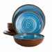 Elama Rippled Tides 12 Piece Lightweight Melamine Dinnerware Set in Blue - Home Traders Sources