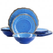 Elama Roma 12 Piece Melamine Dinnerware Set in Blue - Home Traders Sources