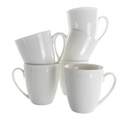 Elama Rosales 6 Piece 12 Ounce Porcelain Mug Set in White - Home Traders Sources