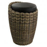 Elama 1 Piece Wicker Outdoor Ottoman Chair in Brown and Black - Home Traders Sources