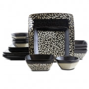 Elama Desert Bloom 16 Piece Stoneware Dinnerware Set - Home Traders Sources