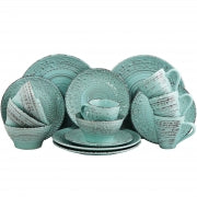 Elama Malibu Waves 16-Piece Dinnerware Set in Turquoise - Home Traders Sources