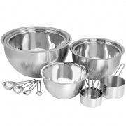 MegaChef 14 Piece Stainless Steel Measuring Cup and Spoon Set with Mixing Bowls - Home Traders Sources