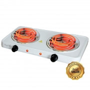 MegaChef Electric Easily Portable Ultra Lightweight Dual Coil Burner Cooktop Buffet Range in White - Home Traders Sources