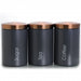 MegaChef Essential Kitchen Storage 3 Piece Sugar, Coffee and Tea Canister Set in Matte Gray - Home Traders Sources