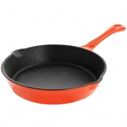 MegaChef Enameled Round 8 Inch PreSeasoned Cast Iron Frying Pan in Orange - Home Traders Sources