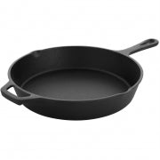 MegaChef 10 Inch Round Preseasoned Cast Iron Frying Pan with Handle in Black - Home Traders Sources